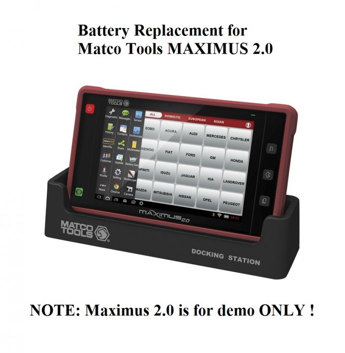 Battery Replacement for Matco Tools Maximus 2.0 MDMAX2 ScannerMatco